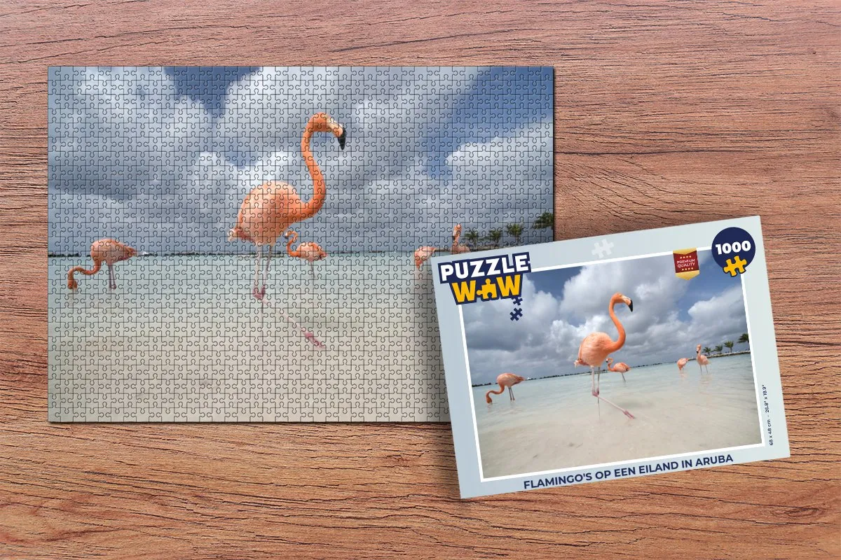 PuzzleWow Legpuzzel Flamingo's op Aruba 1000 Stuks - Multicolor