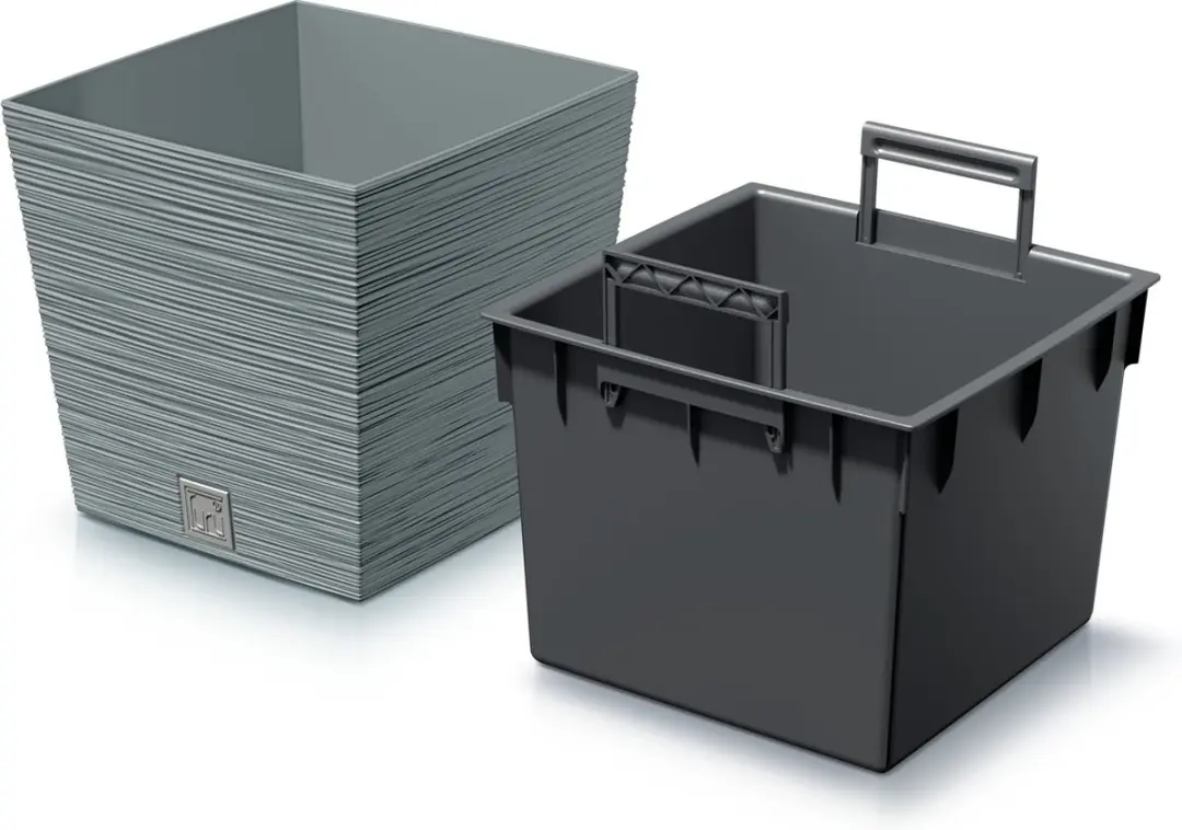 Prosperplast Furu Stripes Bloempot 24x23.5cm - Lichtgrijs