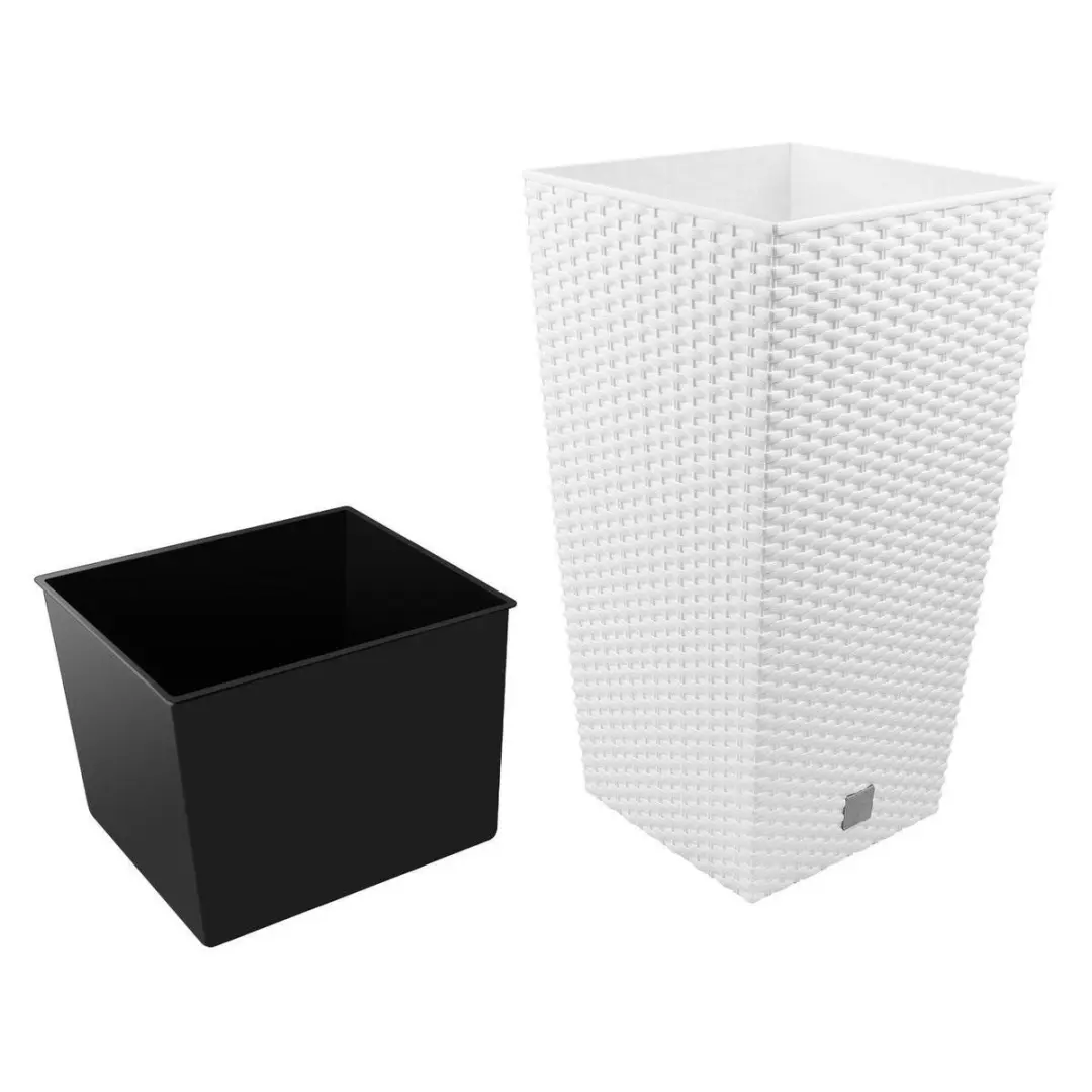 Prosperplast Rato Square Bloempot 29x29x55cm Wit - afbeelding 2 van 3