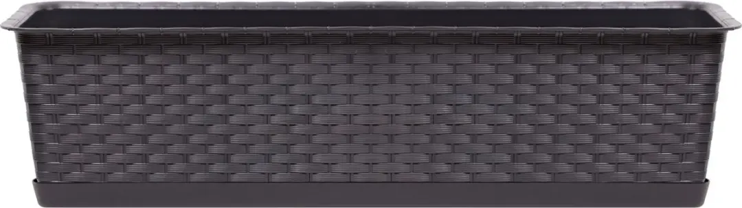 Prosperplast Plantenbak/bloembak Ratolla - 60 x 17 x 15 cm kunststof - donkerbruin - met opvangschaal