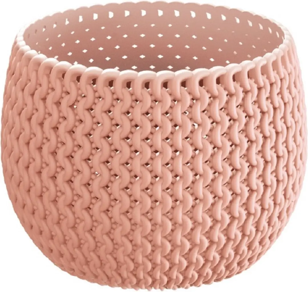 Plantenpot/bloempot kunststof dia 29 cm en hoogte 19,5 cm in het zalm roze voor binnen/buiten