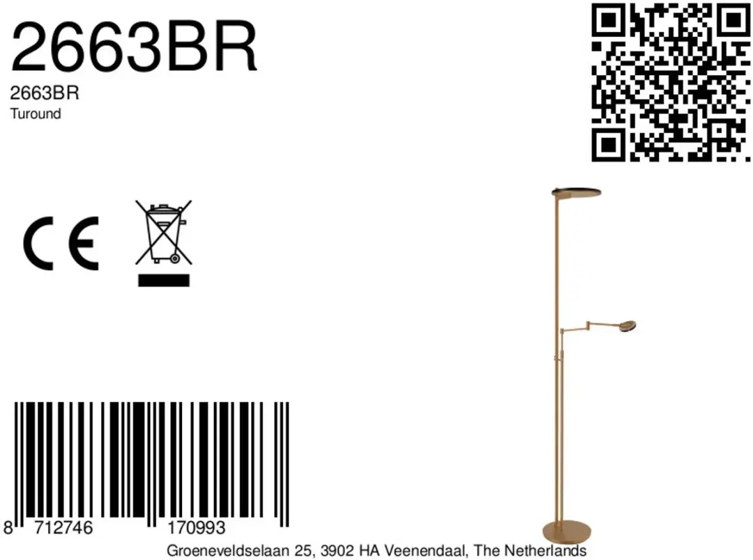Steinhauer Turound 2663BR Vloerlamp - Bruin - 40W 2200K/4000K - afbeelding 6 van 6