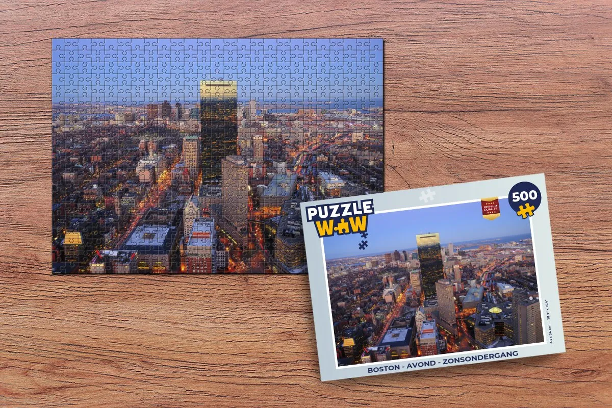 PuzzleWow Boston Avond Zonsondergang Legpuzzel 500 Stuks - Multicolor
