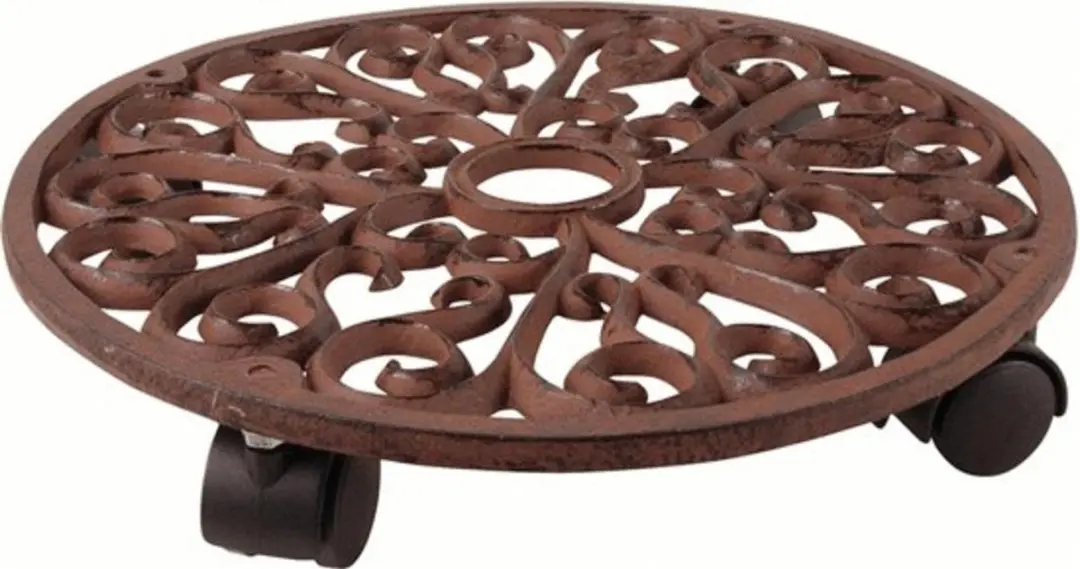 Esschert Design Plantentrolley Rond - 34,5x34,5cm - Bruin - afbeelding 5 van 5