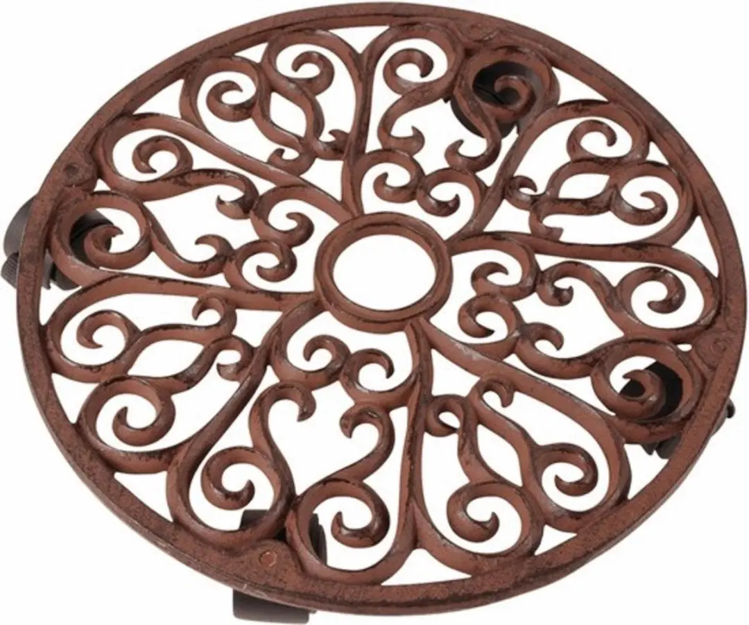 Esschert Design Plantentrolley Rond - 34,5x34,5cm - Bruin - afbeelding 2 van 5
