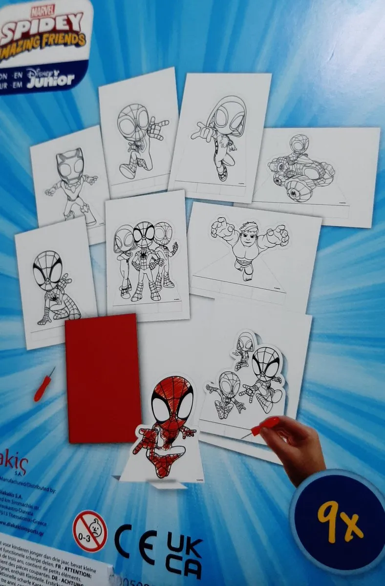 Marvel Spidey Prikblok - 9 Kleurplaten Multicolor