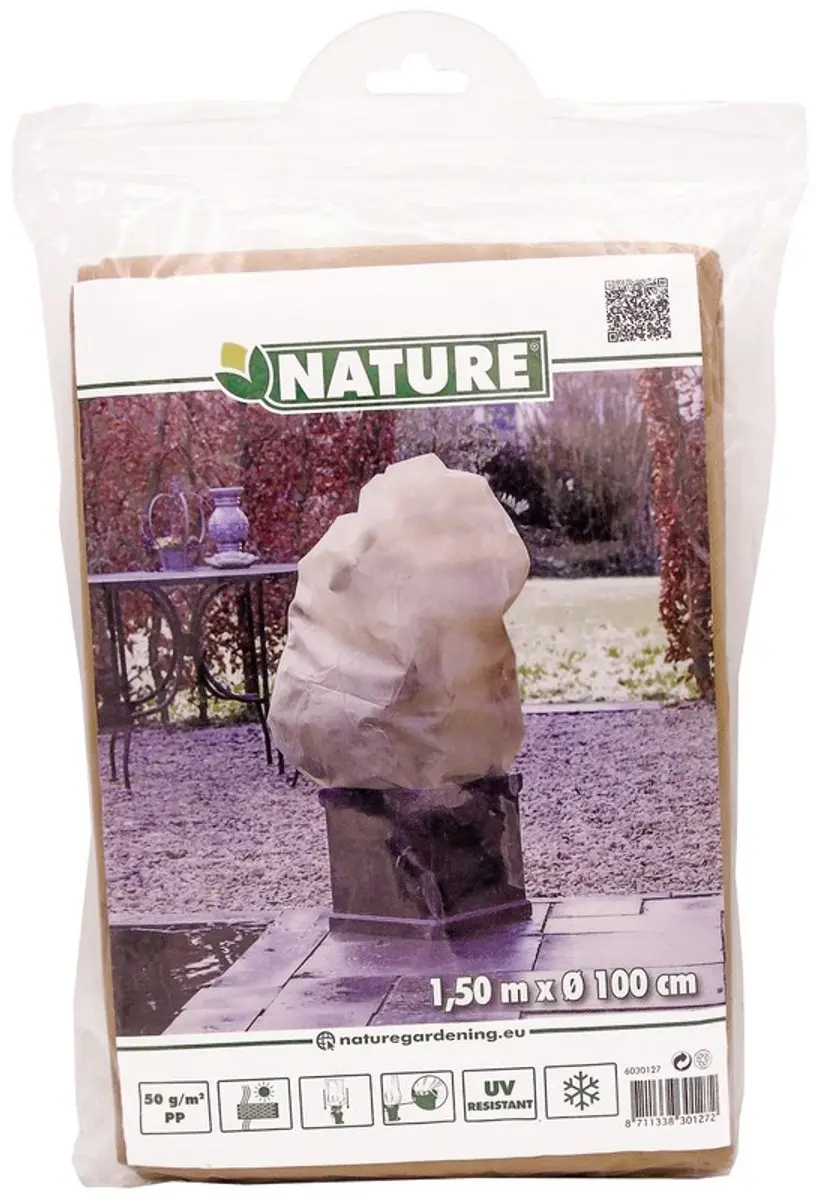 Plantenhoes tegen vorst met aantrekkoord beige H 1,5 meter x D 100 cm 50 g/m2 ?