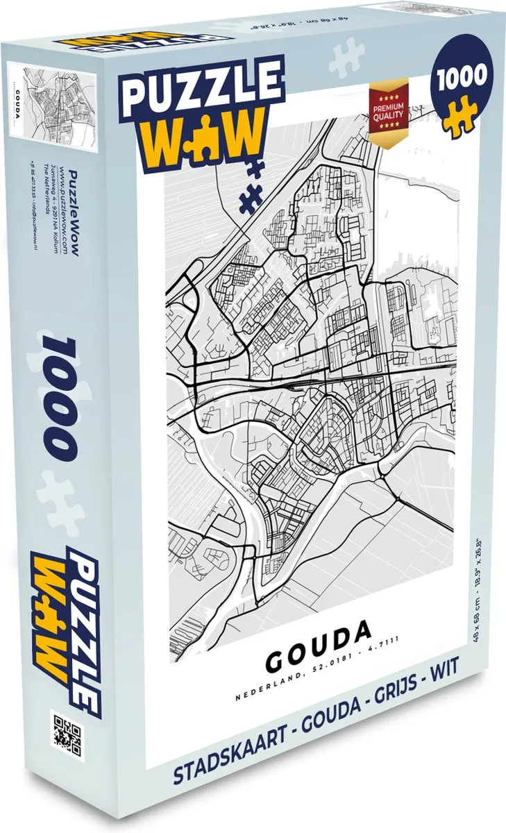 PuzzleWow Stadskaart Gouda Legpuzzel 1000 Stuks
