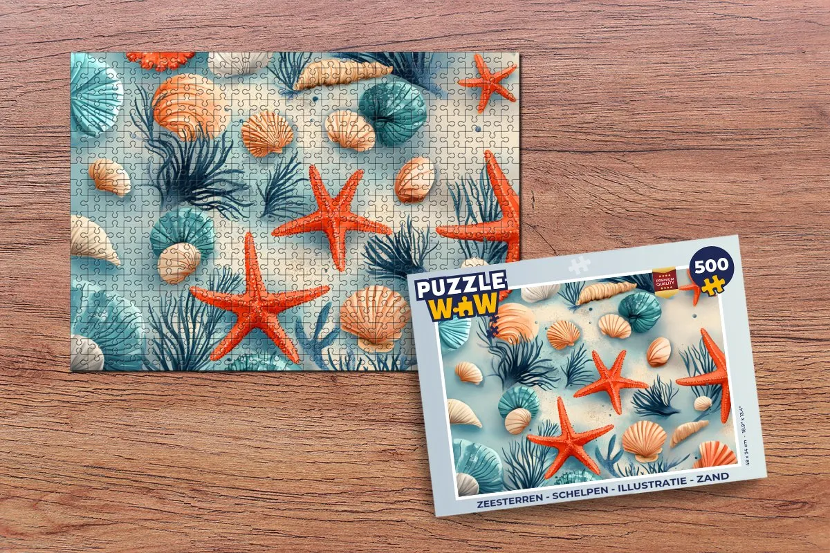 PuzzleWow Zeesterren Schelpen Legpuzzel 500 Stuks