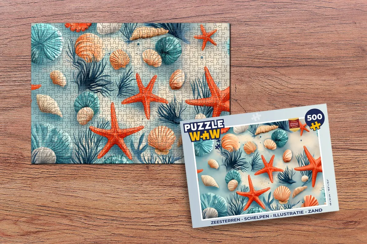 PuzzleWow Zeesterren Schelpen Legpuzzel 500 Stuks