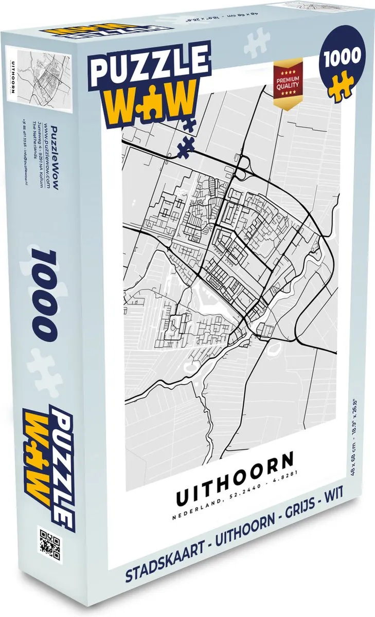 PuzzleWow Stadskaart Uithoorn Legpuzzel 1000 Stuks