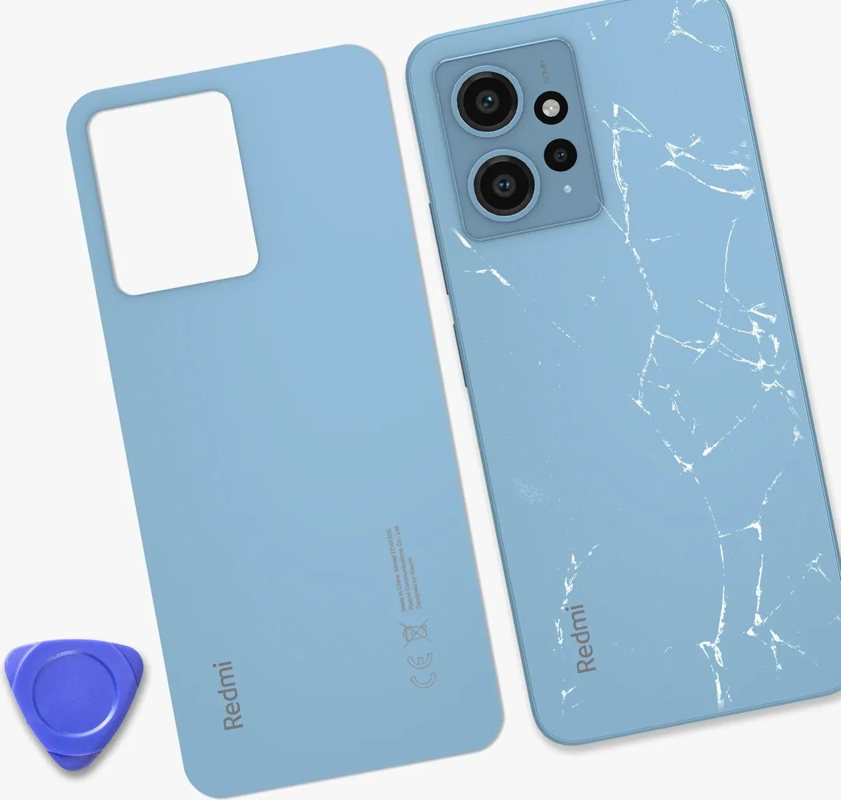 Xiaomi Redmi Note 12 4G Achterglas - lichtblauw