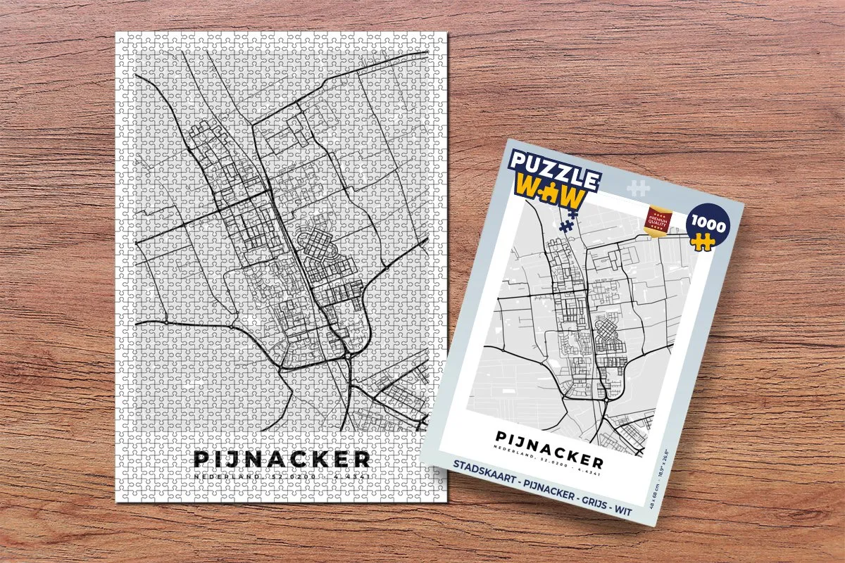 PuzzleWow Stadskaart Pijnacker Legpuzzel 1000 Stuks - Multicolor