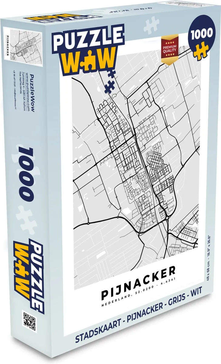 PuzzleWow Stadskaart Pijnacker Legpuzzel 1000 Stuks