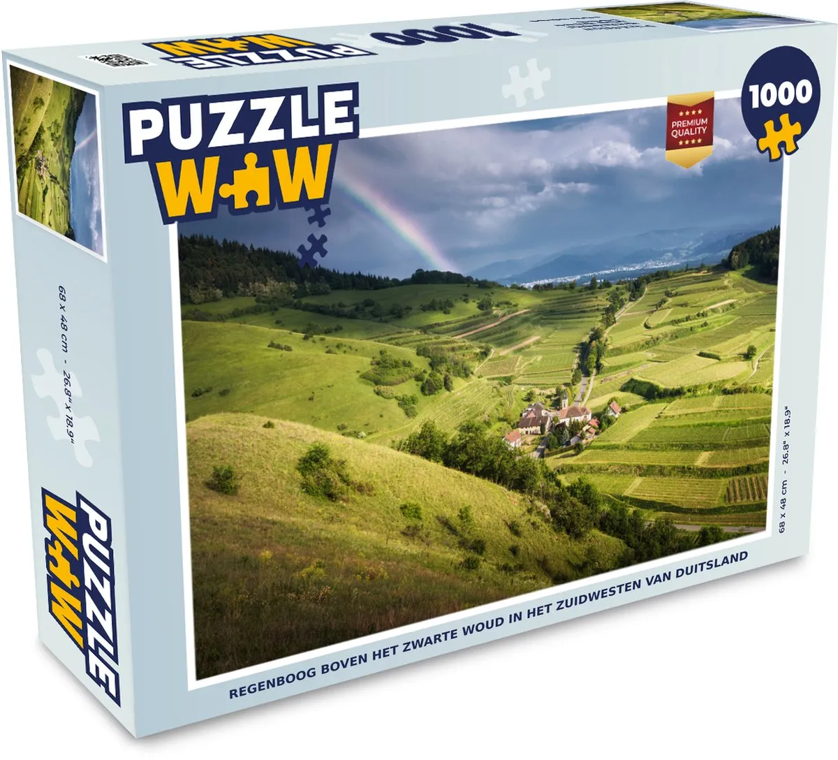 PuzzleWow Regenboog boven het Zwarte Woud Legpuzzel 1000 Stuks - Multicolor