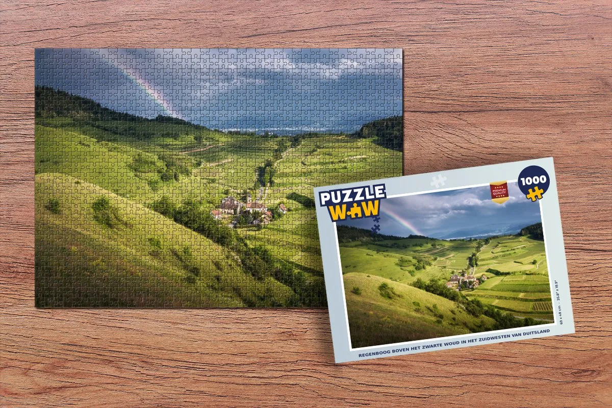 PuzzleWow Regenboog boven het Zwarte Woud Legpuzzel 1000 Stuks - Multicolor