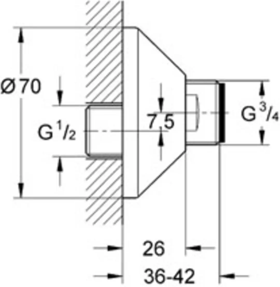 GROHE S-Koppeling 1/2" x 3/4" - 2 Stuks - afbeelding 5 van 6