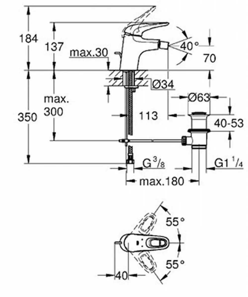 Grohe Eurostyle Bidetmengkraan 33565003 - Chroom - afbeelding 5 van 6