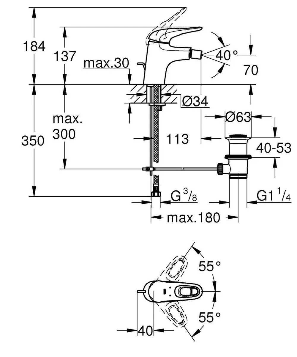 Grohe Eurostyle Bidetmengkraan 33565003 - Chroom - afbeelding 4 van 6