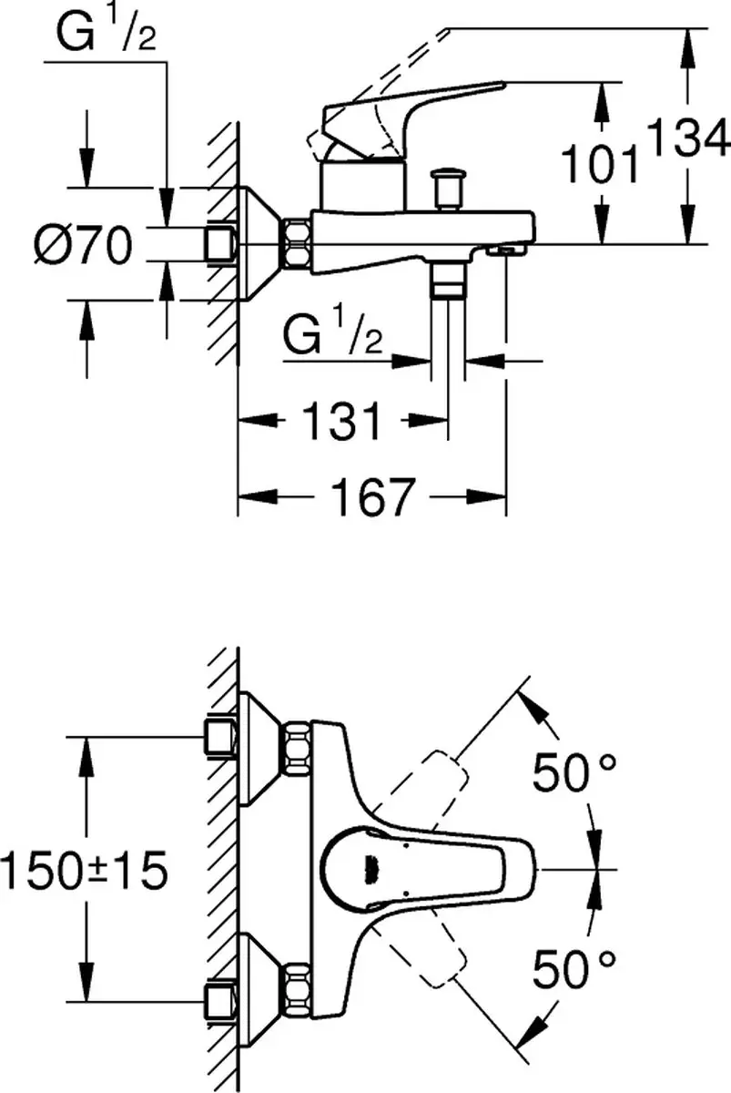 GROHE QuickFix Start Flow Badkraan 23772000 - Chroom - afbeelding 2 van 5
