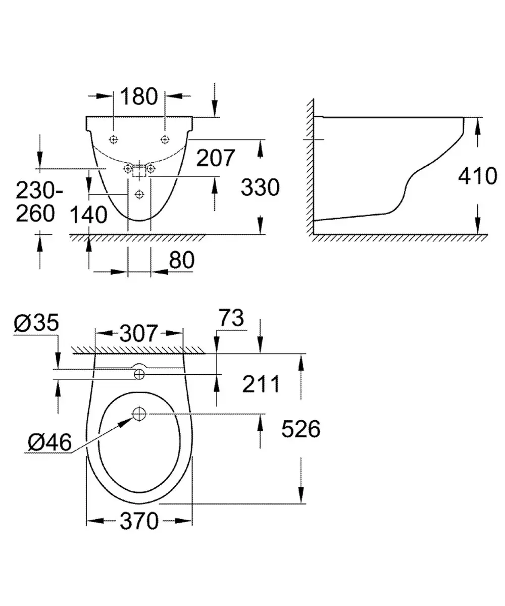 Grohe Bau Ceramic Wandbidet 39433000 - Wit - afbeelding 2 van 2