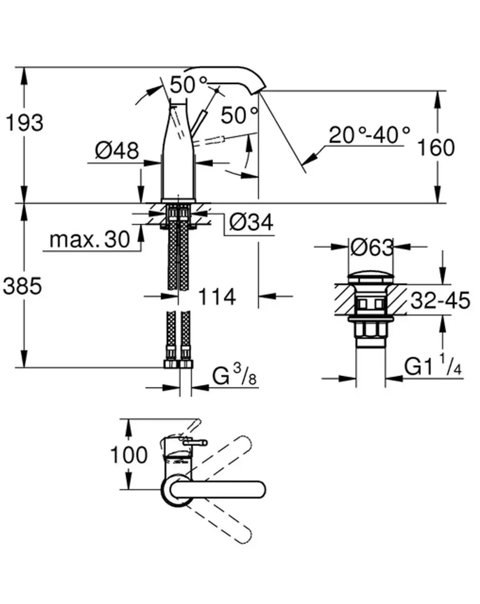 Grohe Essence M-Size Wastafelmengkraan Chroom - afbeelding 5 van 6