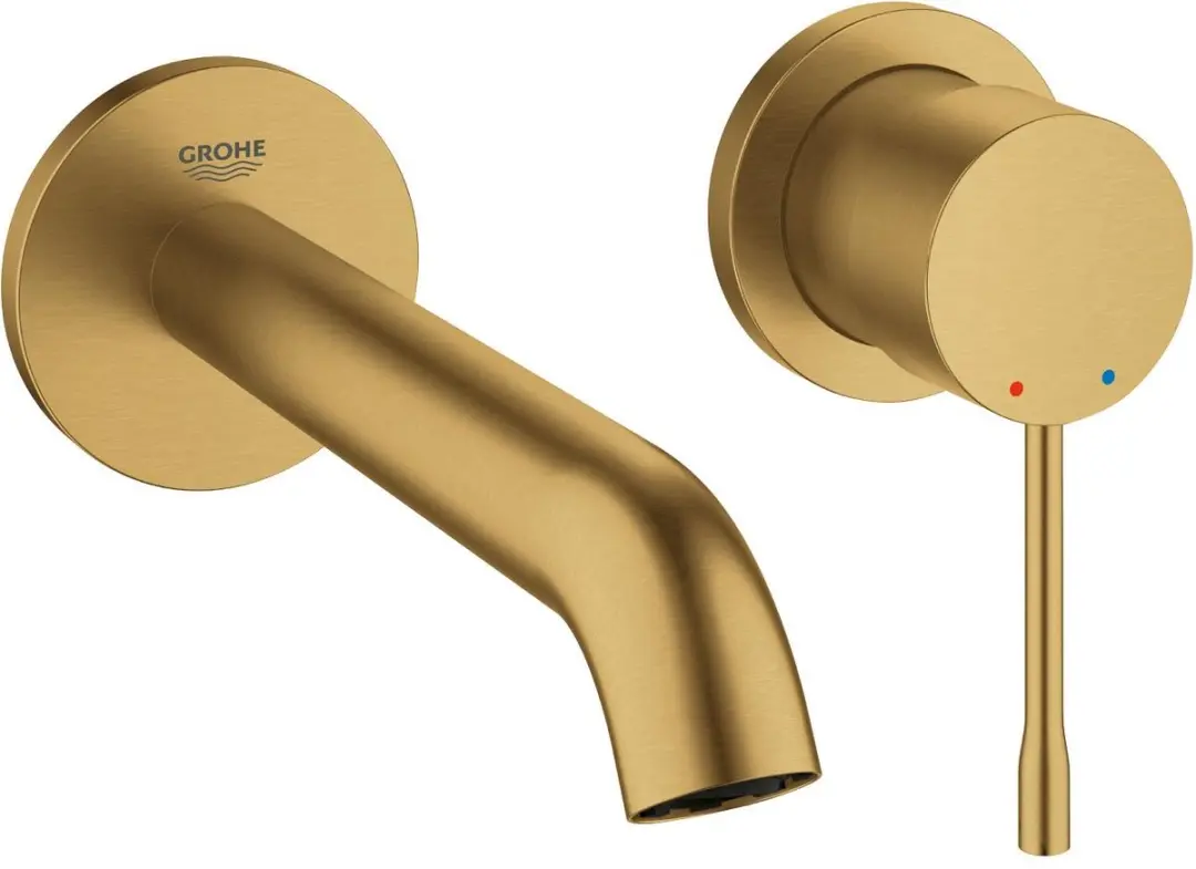 GROHE Essence New Wandgemonteerde Inbouw Wastafelkraan - Afbouwdeel - Exclusief inbouwdeel - Mat goud - Waterbesparend