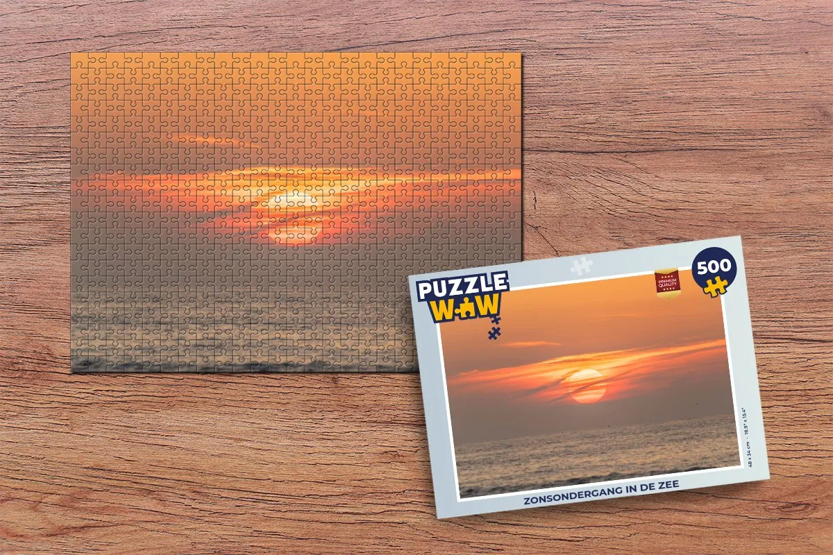 PuzzleWow Zonsondergang in de zee Legpuzzel 500 Stuks - Multicolor