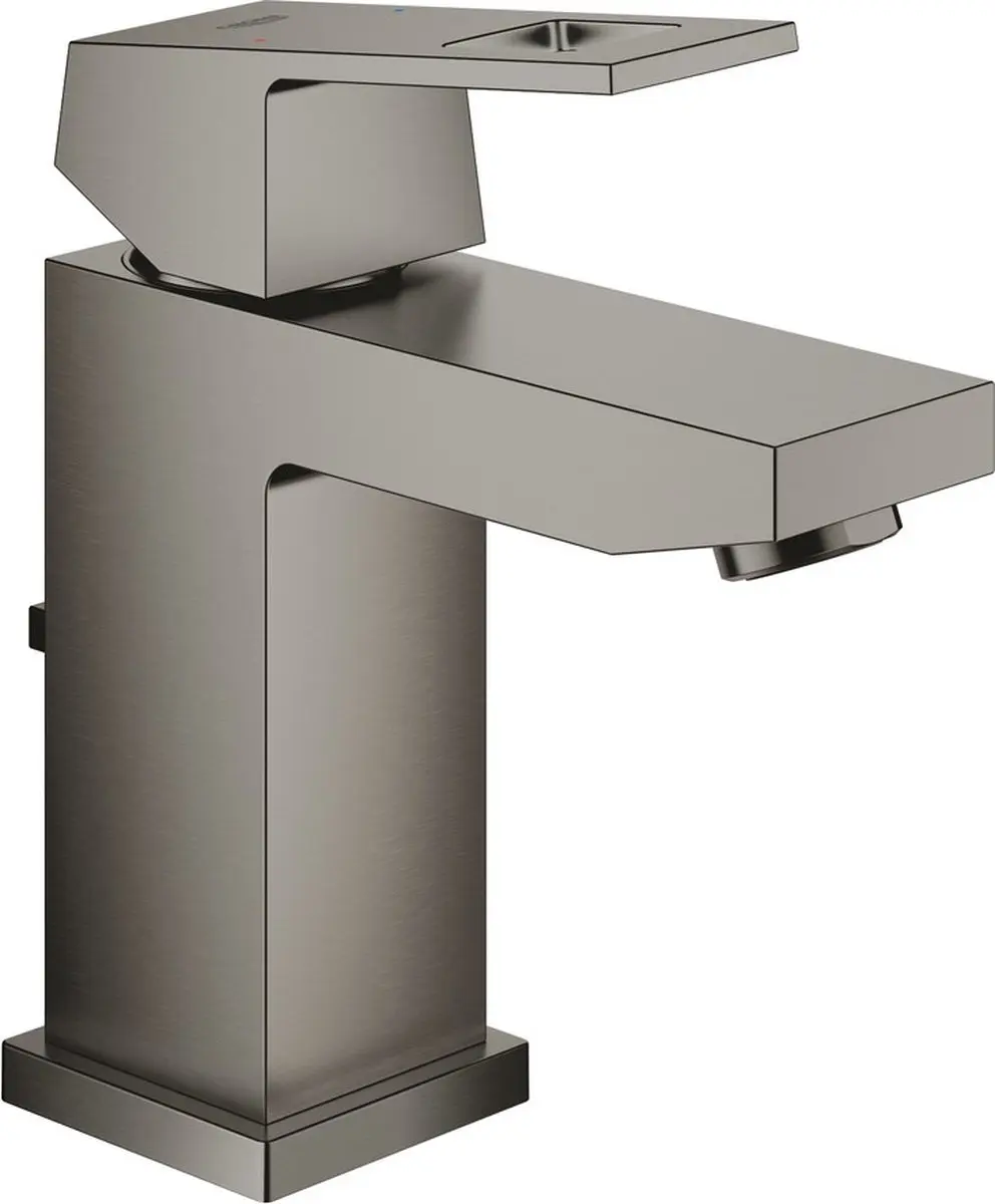 Grohe Eurocube 1-gats wastafelkraan s-size met waste brushed hard graphite