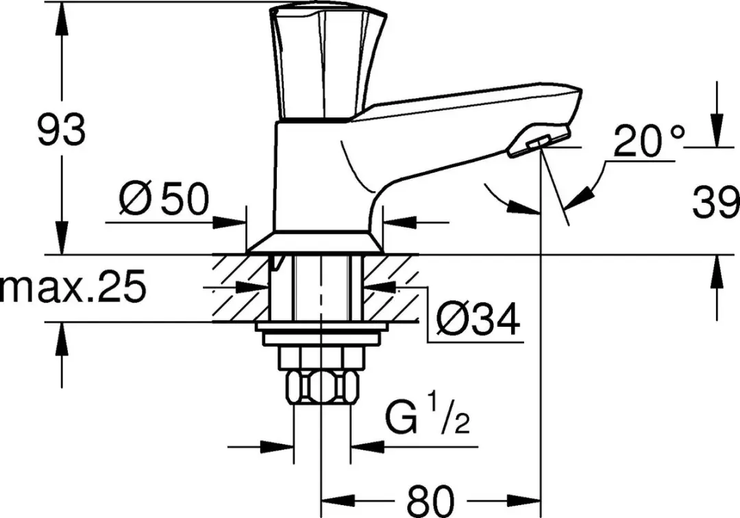 Grohe Costa L Fonteinkraan 20404001 - Chroom - afbeelding 3 van 6