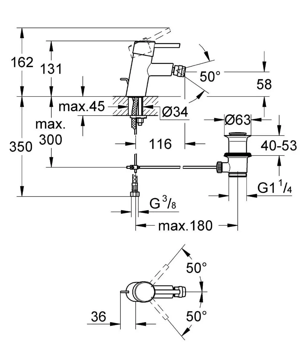GROHE Concetto Bidetkraan 32208001 - Chroom - afbeelding 2 van 6