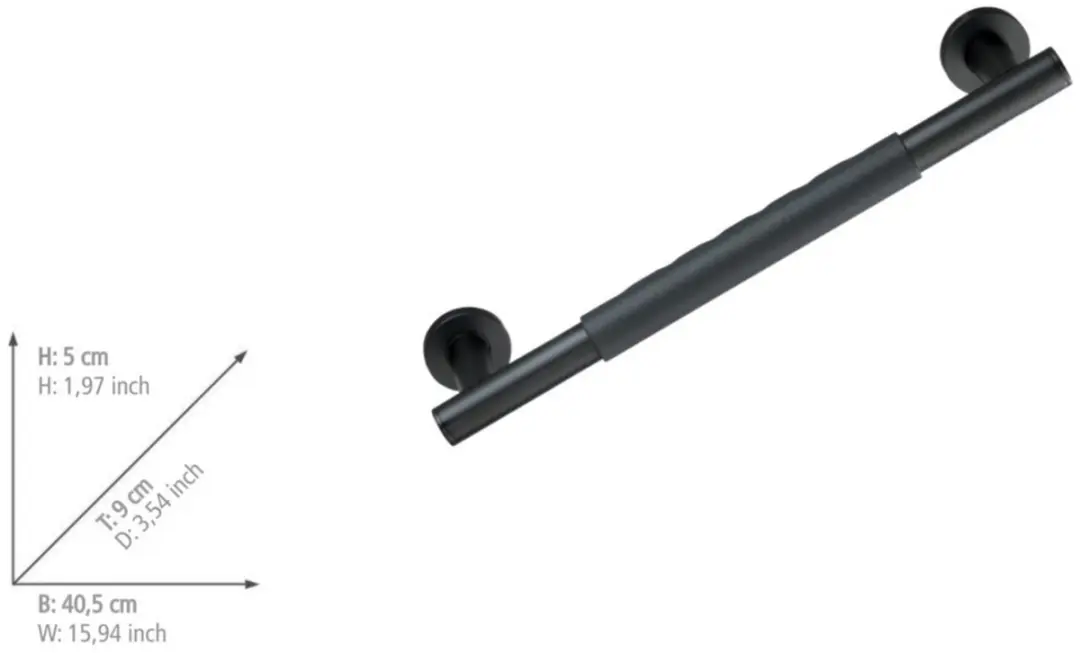Wenko Secura Wandgreep 40cm Zwart - 120kg - afbeelding 4 van 6