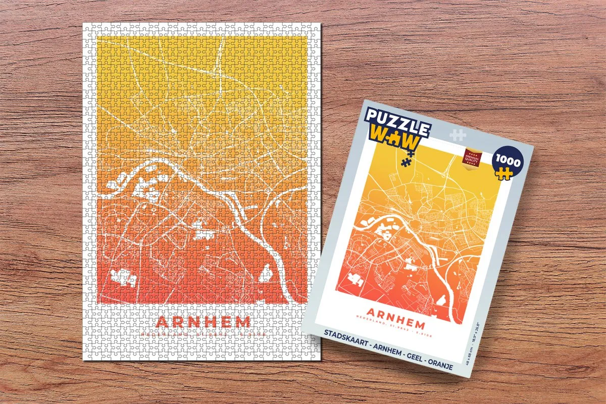 PuzzleWow Stadskaart Arnhem Legpuzzel 1000 Stuks - Multicolor