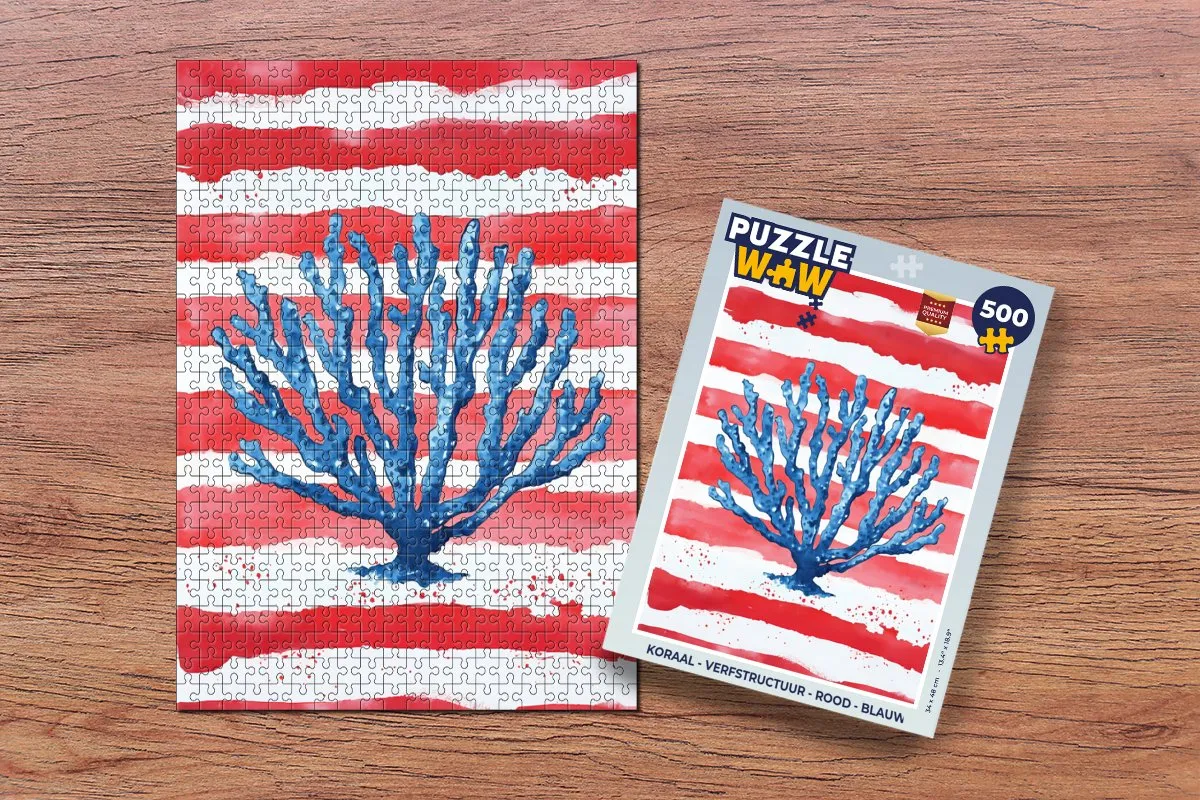 PuzzleWow Koraal Strepen Legpuzzel 500 Stuks - Rood/Blauw