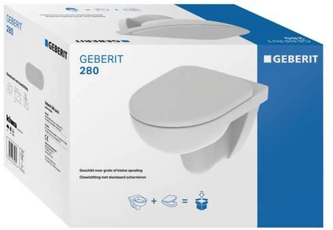 Geberit 280 Basic Hangtoilet Rimfree - 36x53cm - Glans Wit - afbeelding 4 van 6