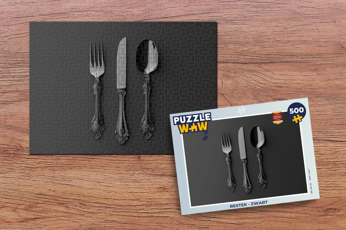 PuzzleWow Bestek Legpuzzel 500 Stuks - Zwart