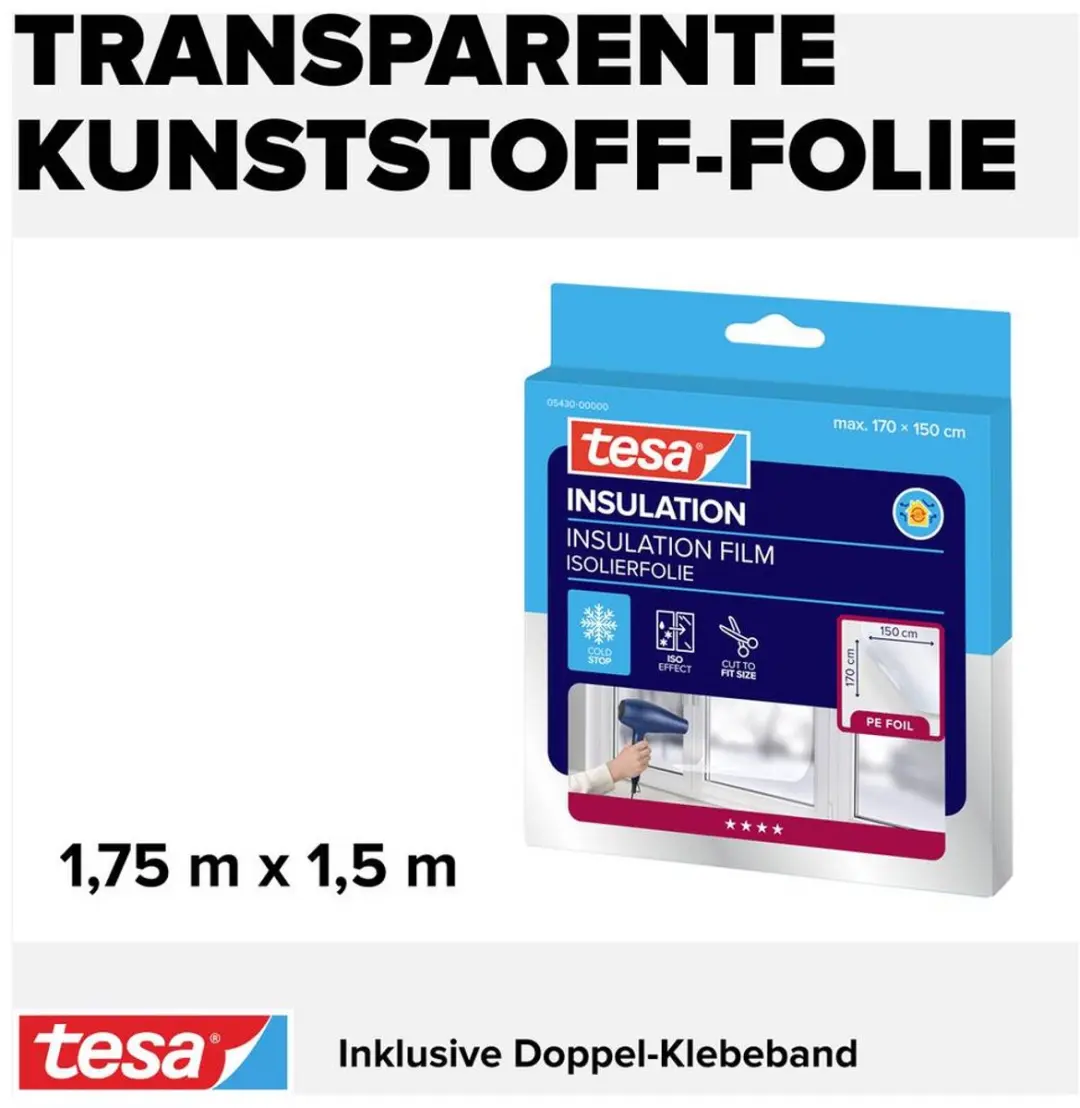 Tesa Thermo Cover Isolatiefolie 1.7m x 1.5m - Transparant - afbeelding 6 van 6