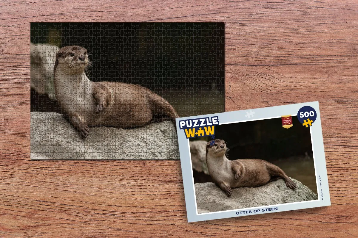 PuzzleWow Legpuzzel Otter op Steen 500 Stuks - Multicolor