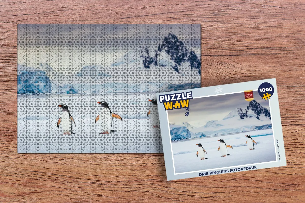 PuzzleWow Legpuzzel Drie Pinguïns 1000 Stuks - Multicolor