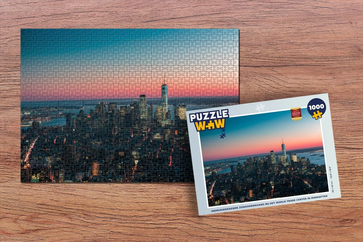PuzzleWow Legpuzzel 1000 Stuks - Indrukwekkende zonsondergang Manhattan