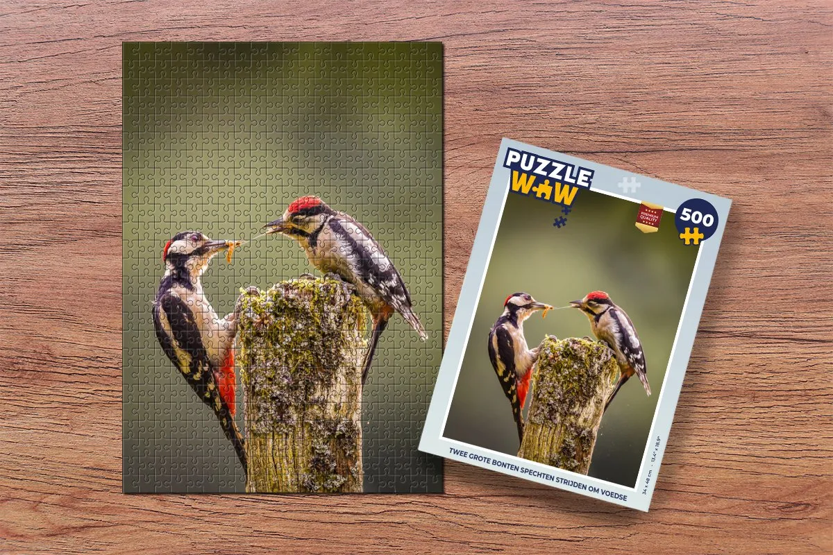 PuzzleWow Legpuzzel Spechten Voedselstrijd 500 Stuks - Multicolor
