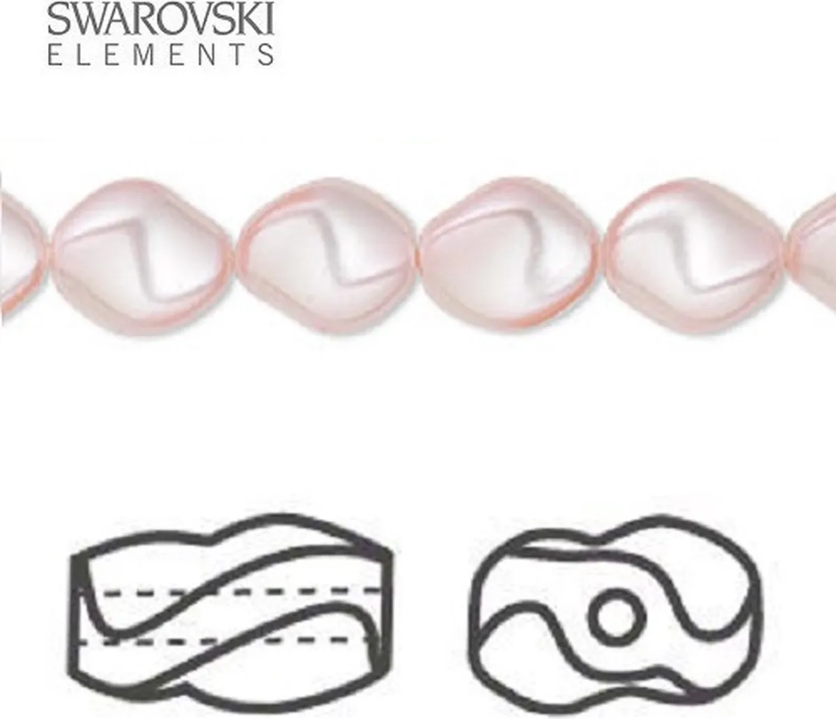 Swarovski Elements Curve Parels 9x8mm Rosaline