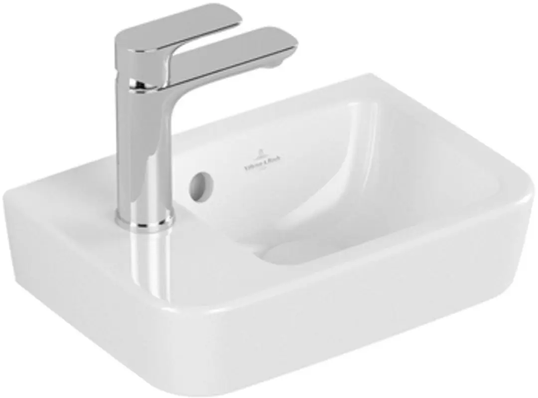 Villeroy & Boch O.novo Fontein 1 Kraangat Links 36x25cm Wit - afbeelding 2 van 6