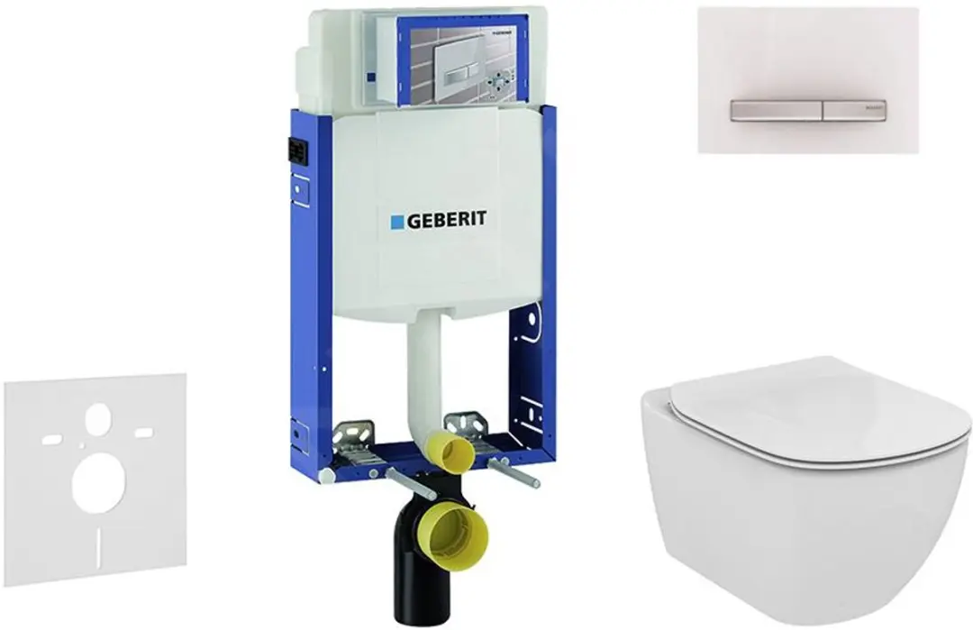 Inbouwreservoir voor hangend toilet met DELTA50 bedieningsknop, alpine wit + Ide