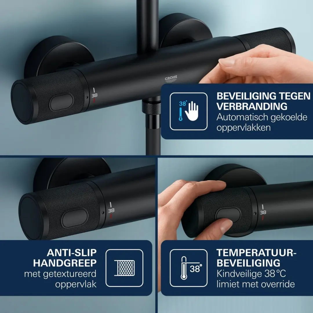 GROHE Precision Feel Thermostaatkraan 347902430 - Mat Zwart - afbeelding 4 van 6