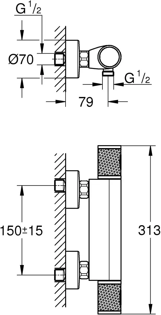 GROHE Precision Feel Thermostaatkraan 347902430 - Mat Zwart - afbeelding 3 van 6