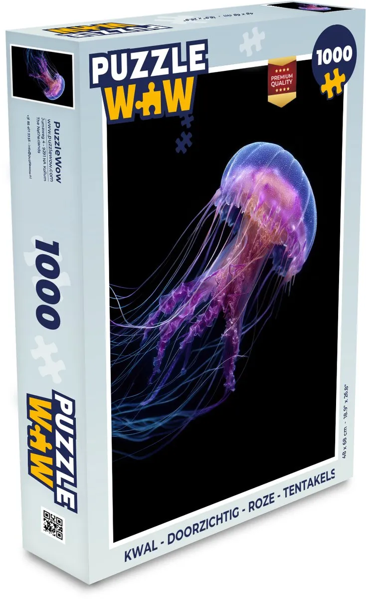 PuzzleWow Kwal Doorzichtig Legpuzzel 1000 Stuks - Roze Tentakels