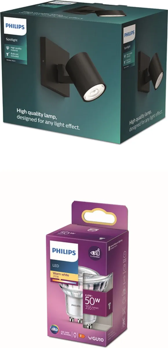Philips Runner Opbouwspot GU10 4.6W - Zwart