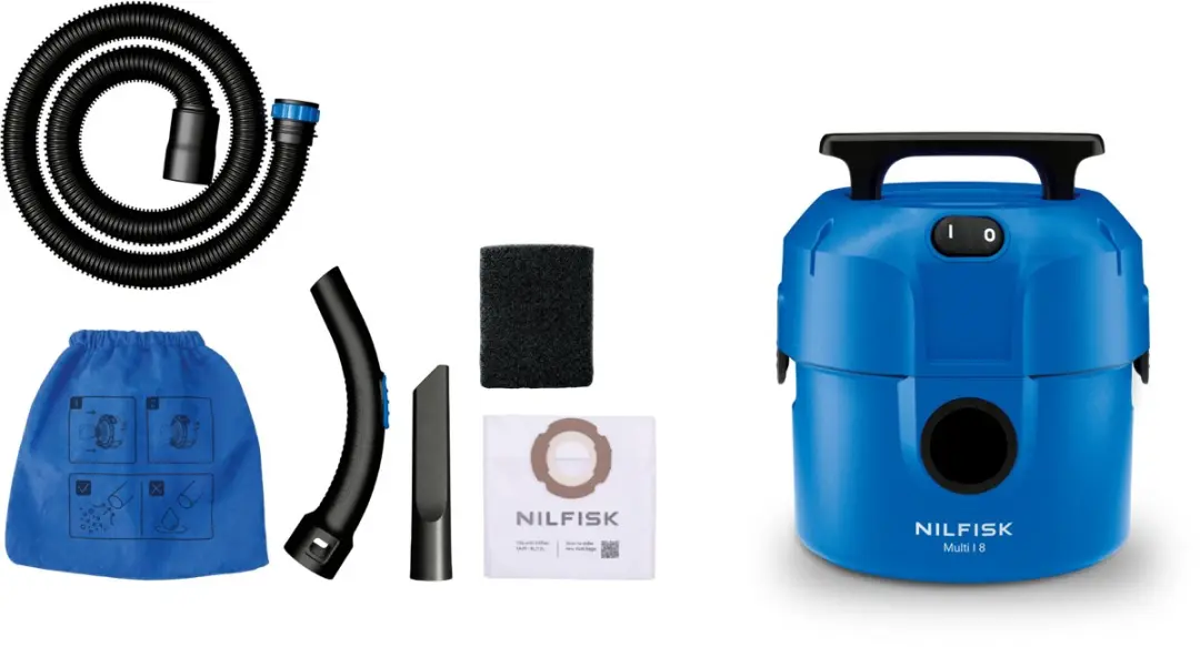 Nilfisk Multi I 8 Nat- & Droogzuiger 1100W 8L met Blaasfunctie en Accessoires