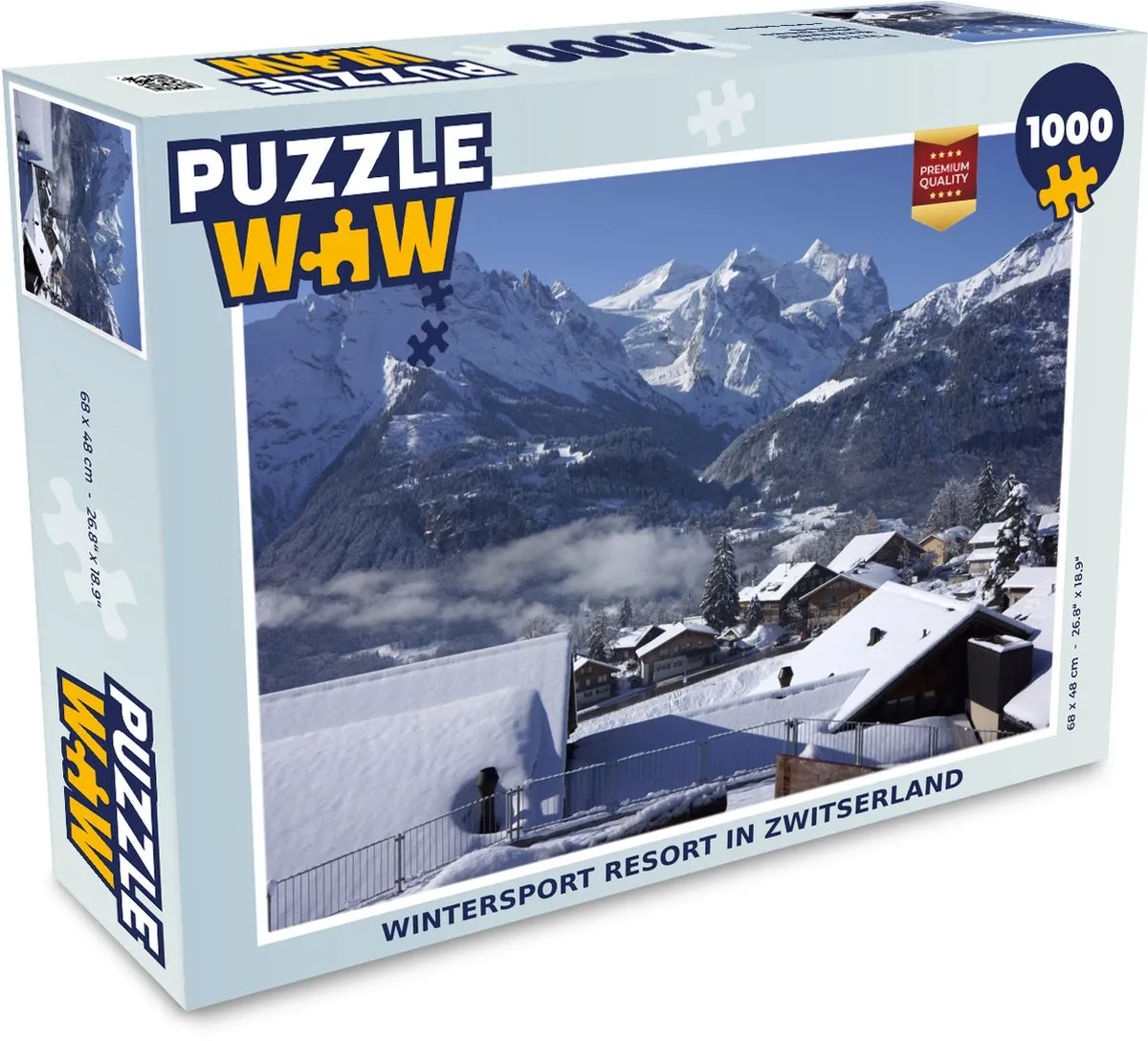 PuzzleWow Wintersport Resort Zwitserland Legpuzzel 1000 Stuks - Multicolor